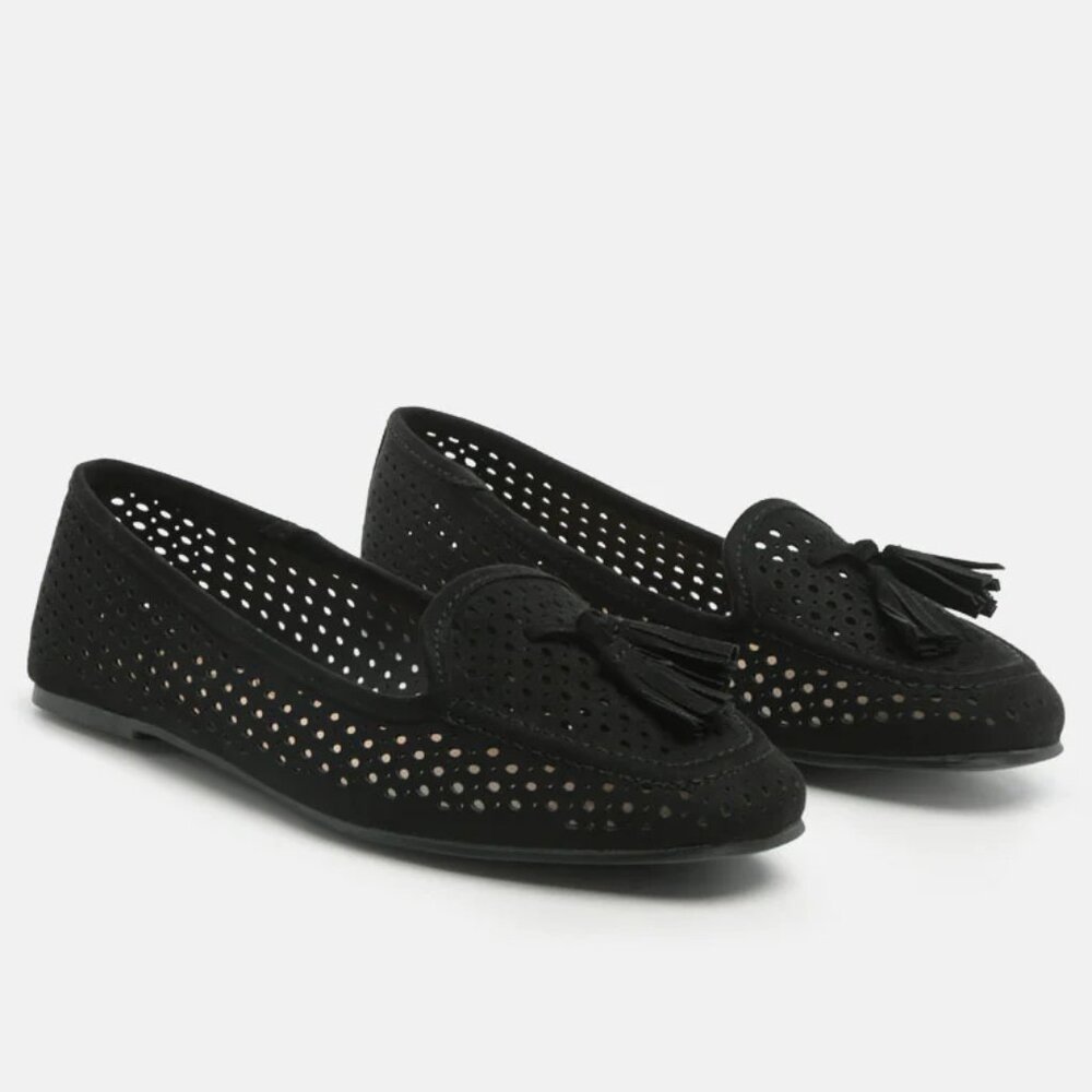 London Rag Feet Nest Black Perforated Microfiber Loafer/NIB/5